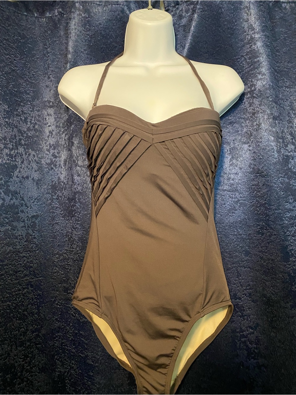 Merona Gray Swimsuit with Pleated Bust Size Small Excellent Condition